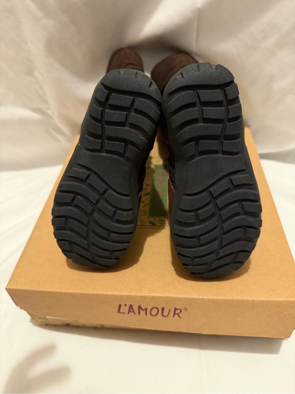 L'Amour Girls Flower Boots Size 8 Brown Suede Tall Boots D900BN Side Zip- NIB - Picture 5 of 7